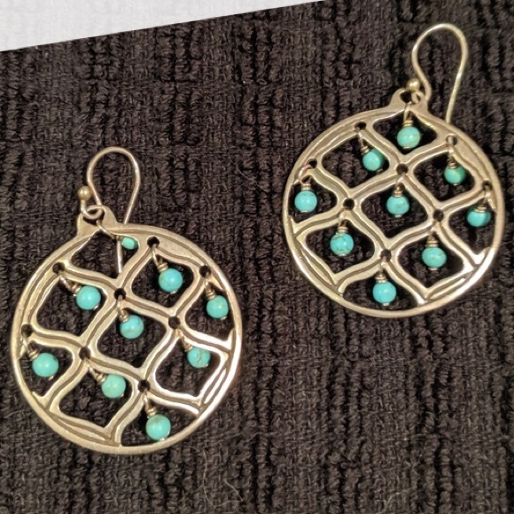 Silpada Sterling Silver Blue Green Howlite Earrings W1682 - Picture 8 of 10